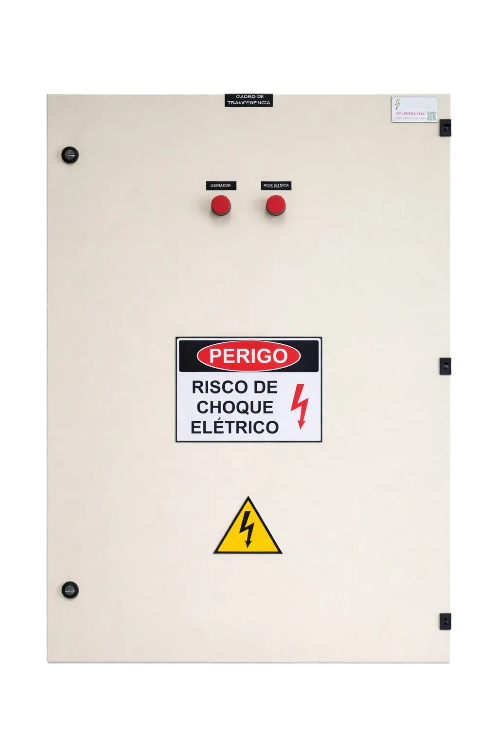 Quadro de Transferência Automática fechado para alternância entre rede elétrica e gerador